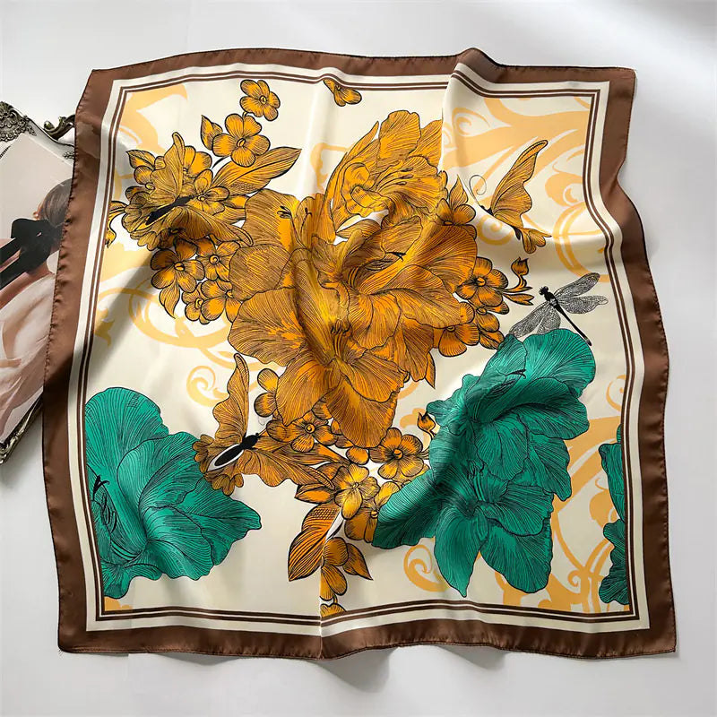 Luxury Floral Letter Scarf 70cm Silk for Professionals