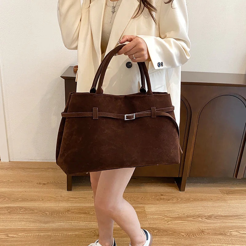 Faux Suede Tote Bag