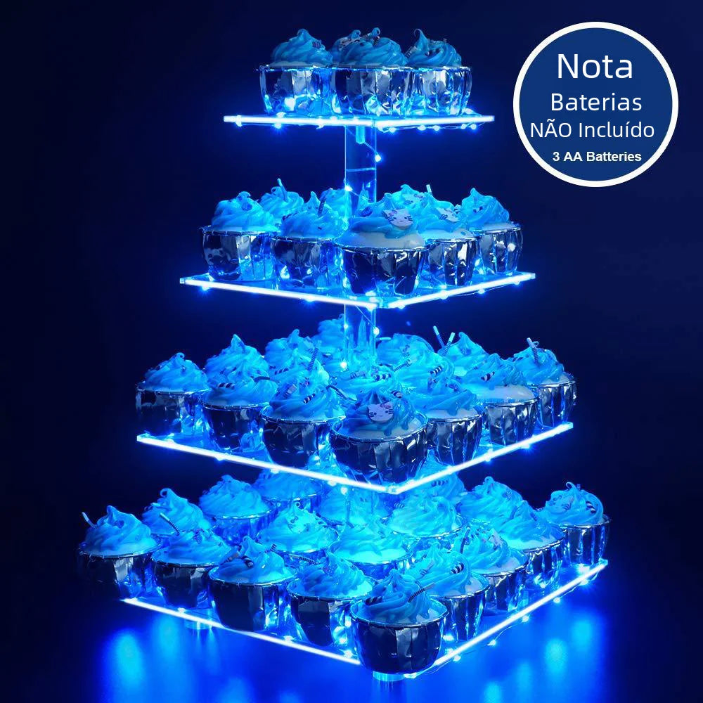 4-Tier Thick Acrylic LED Cake Stand for Weddings
