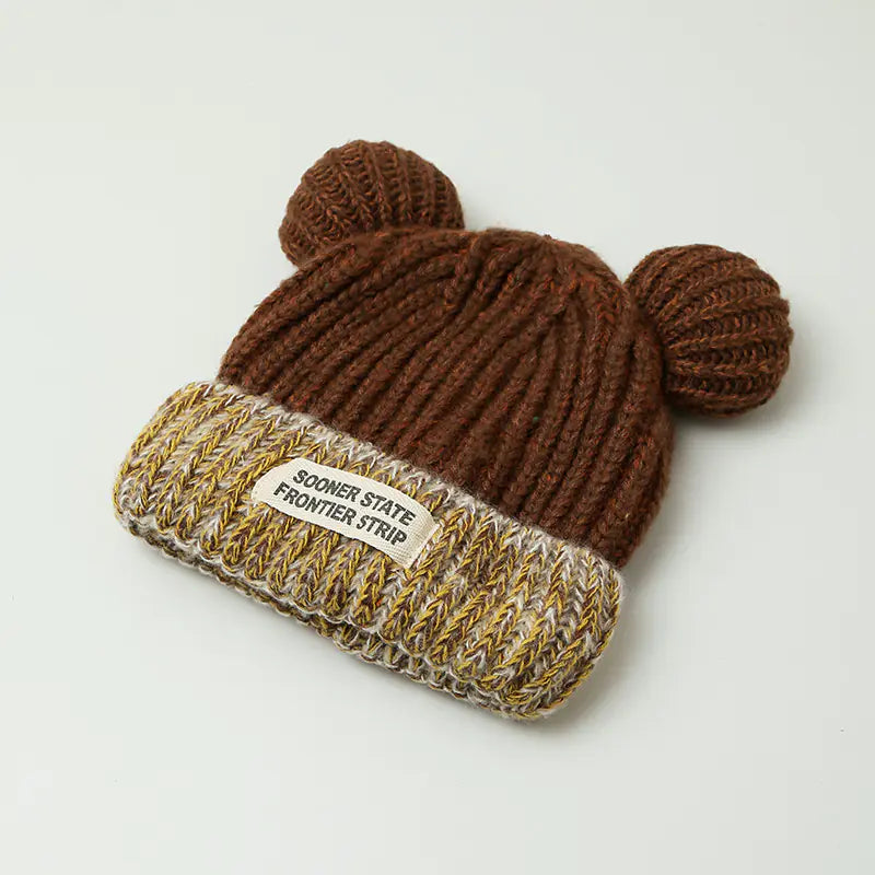 Women's Mixed Color Knitted Earmuffs Hat for Winter