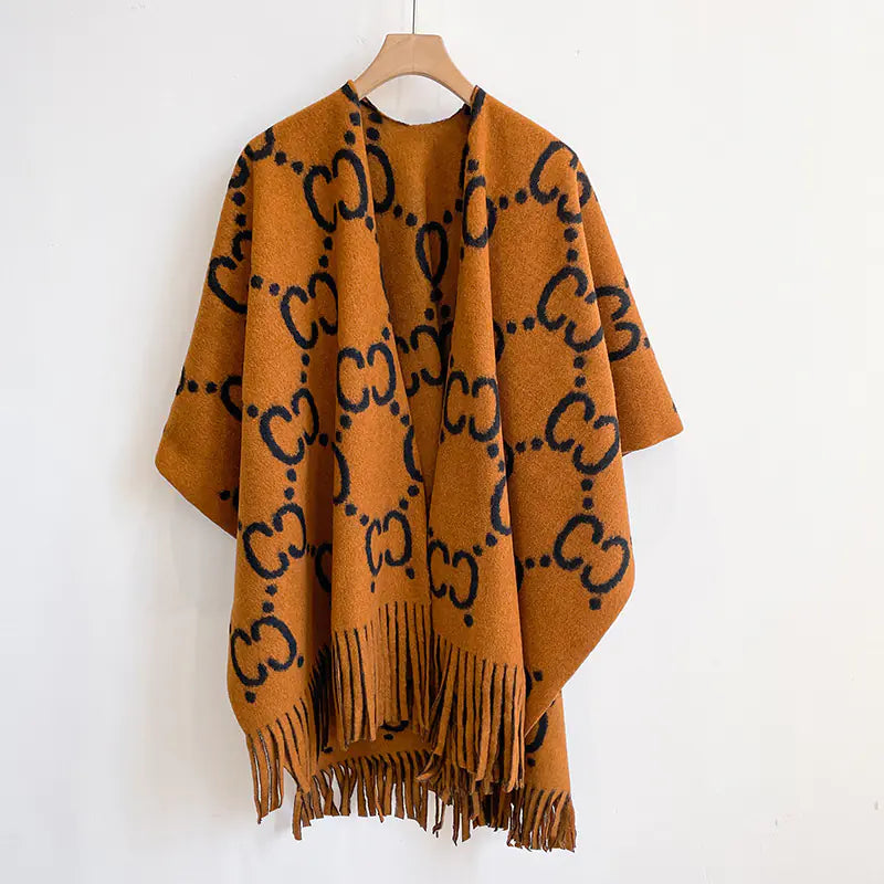 UK Plaid Korean Style Cape Scarf for Women Fall 2023