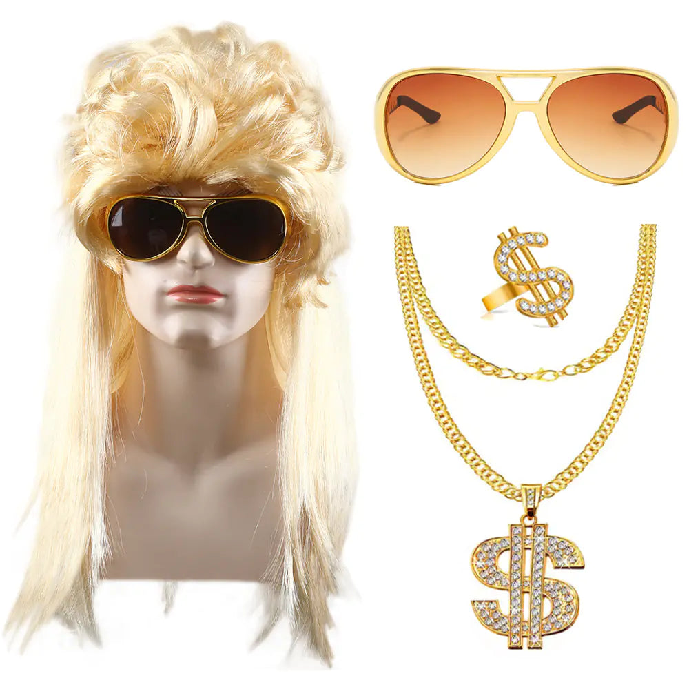 80s Punk Cosplay Tiger King Wig Hat for Men