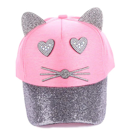 Spring Summer Denim Baseball Cap with Cat Ears