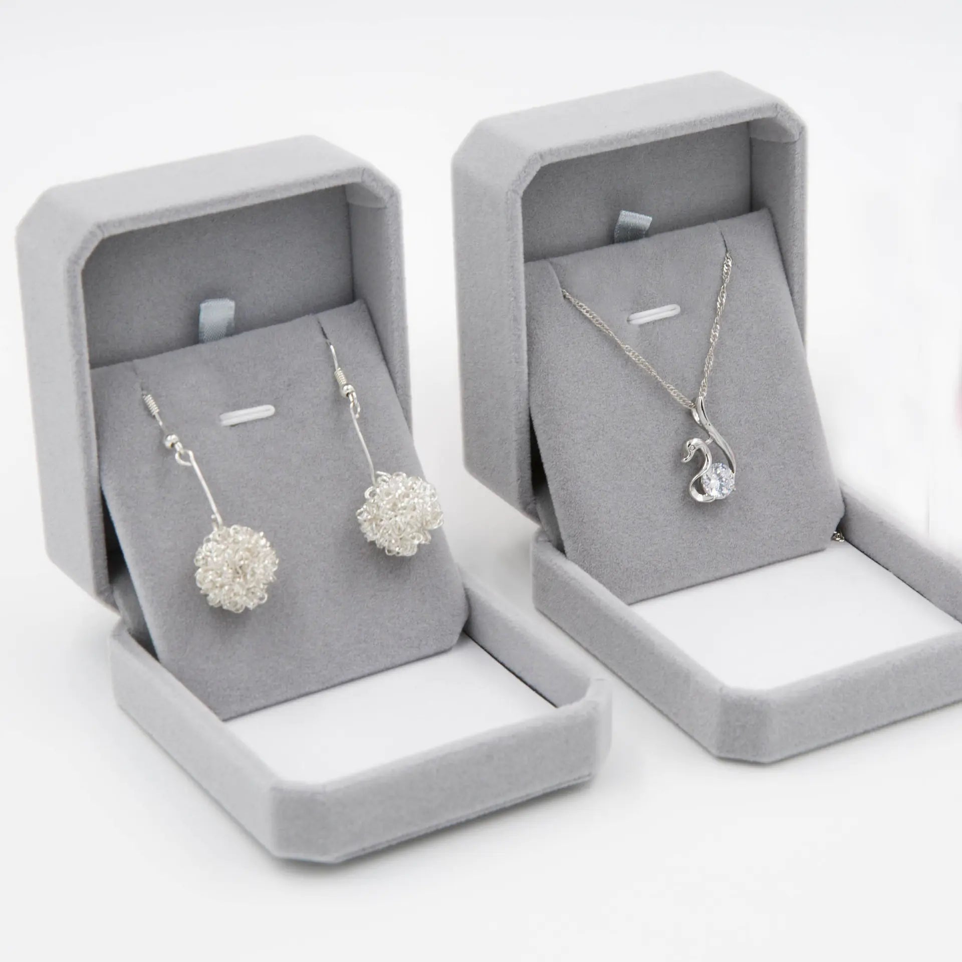 Light Blue Ribbon Jewelry Box with Rose Gift Set