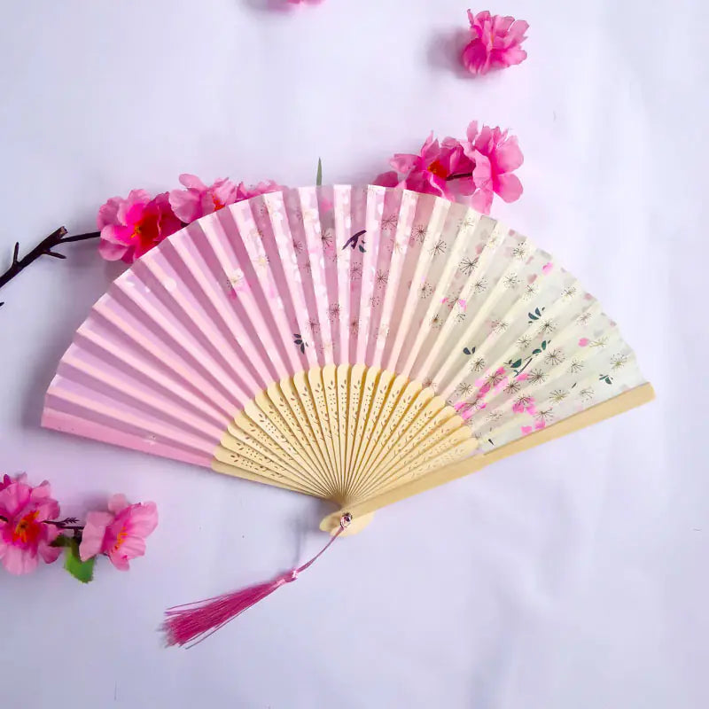 Traditional Chinese Women's Folding Bamboo Silk Fan