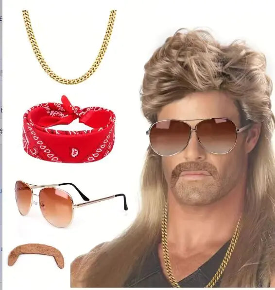 80s Punk Cosplay Tiger King Wig Hat for Men