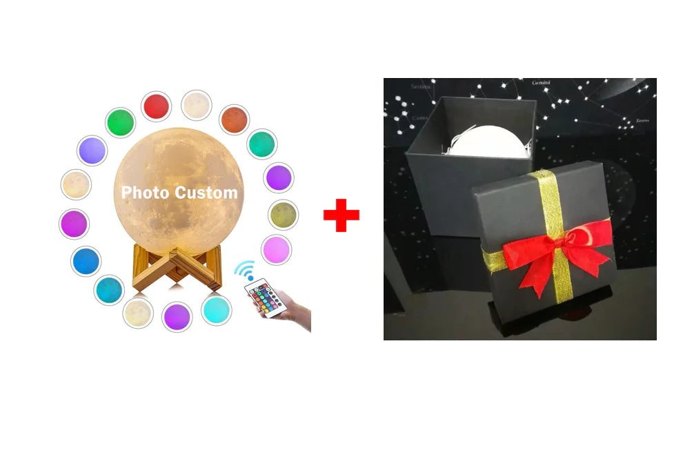 Custom Dual Color Moon Lamp with Touch Control