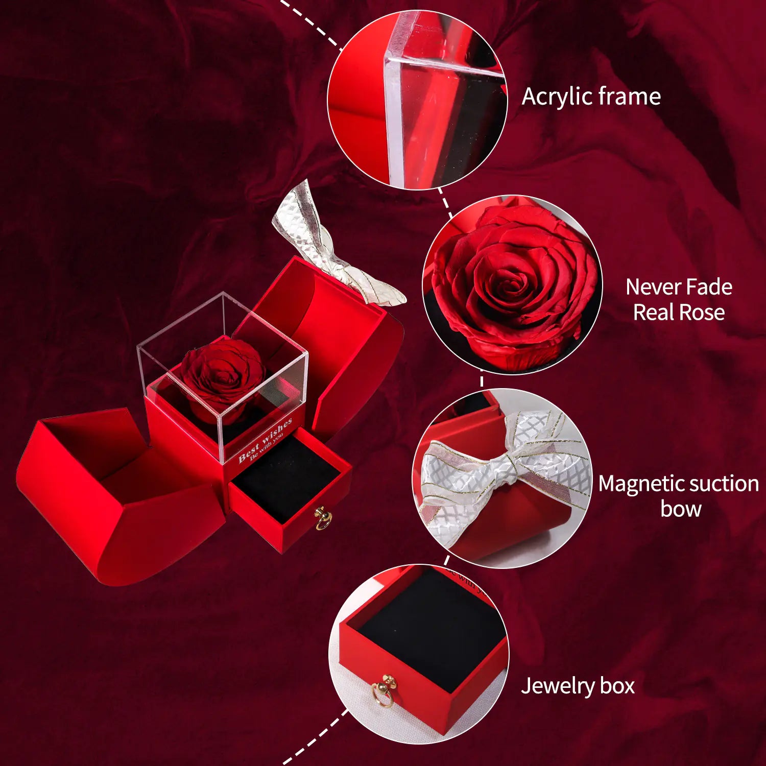 Amazon Preserved Flower Jewelry Box with Necklace