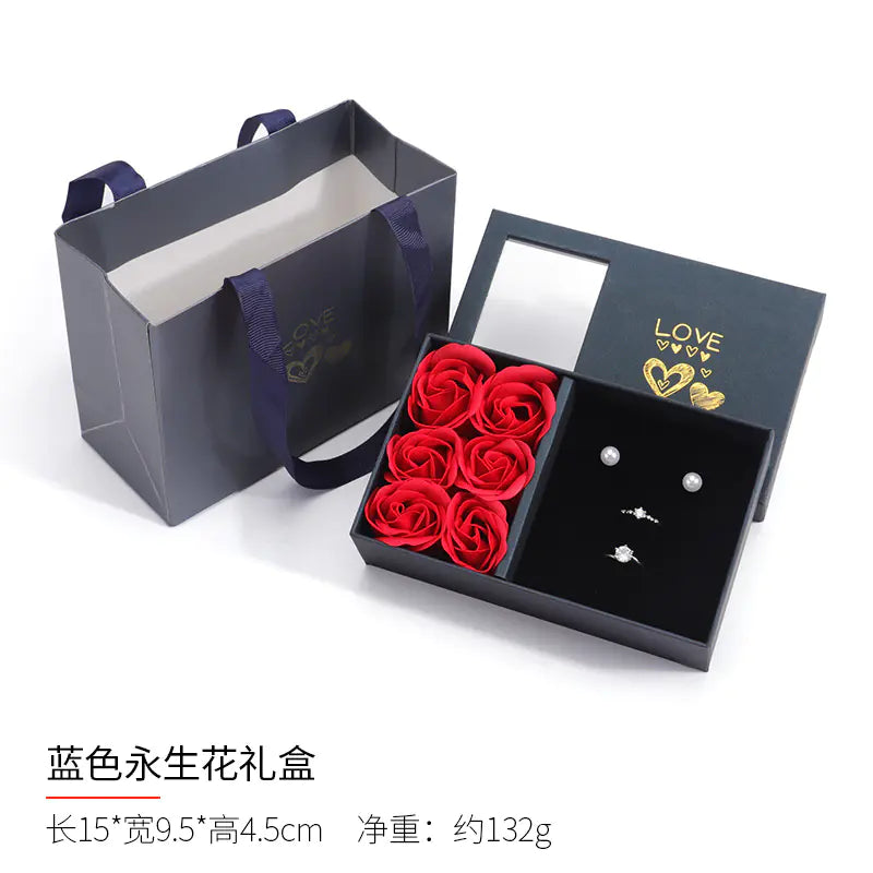 Rose Jewelry Gift Box for Rings and Necklaces Set