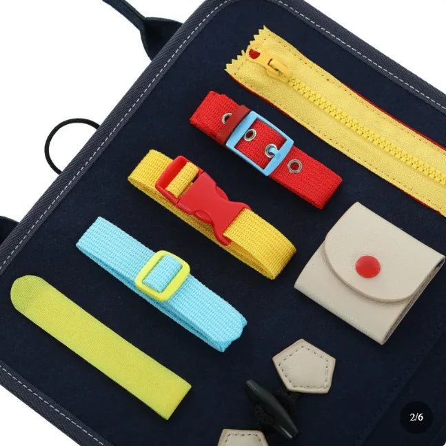 Montessori Busy Board for Toddlers – Felt Dressing & Life Skills Toy