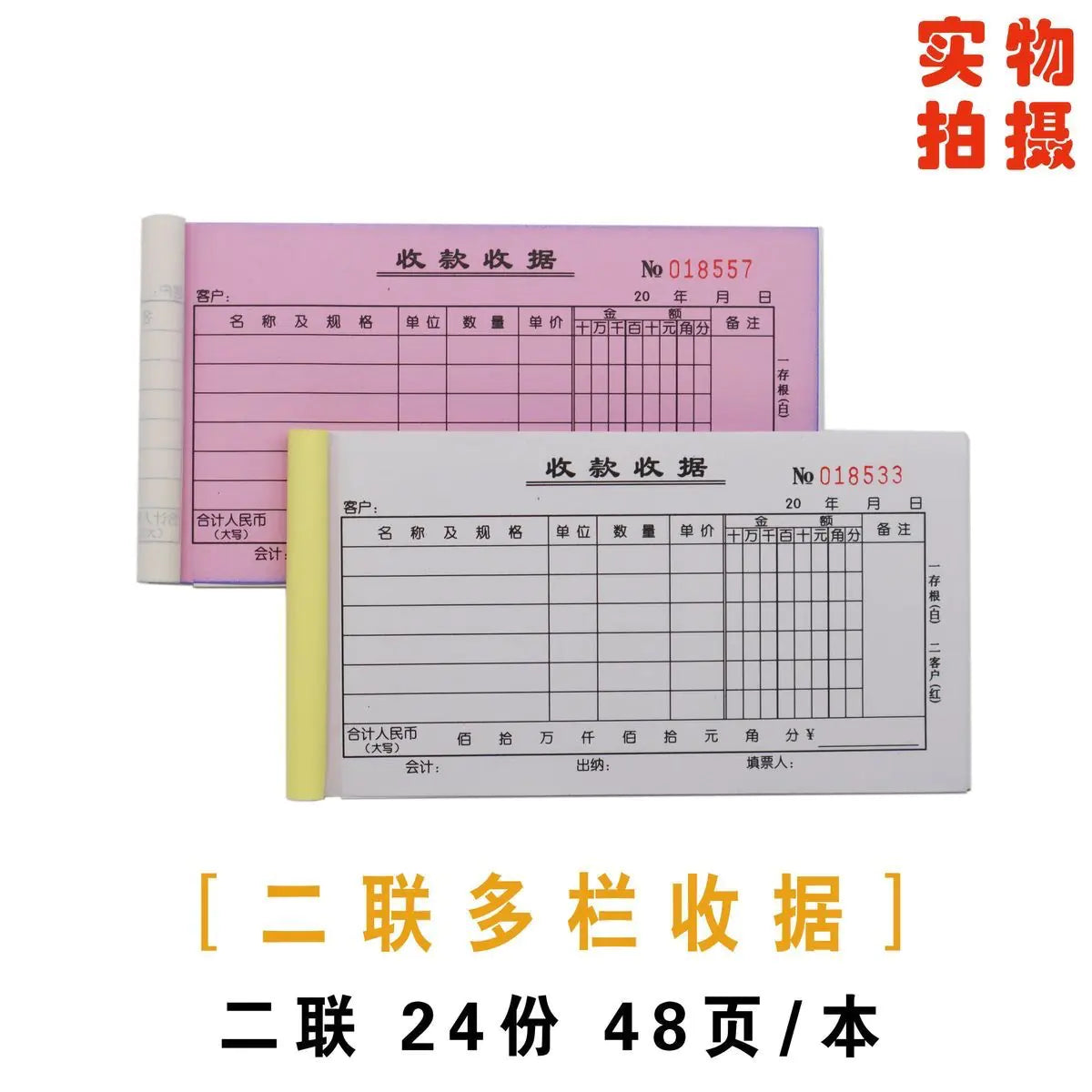 Carbonless Receipt Financial Ledger with Multiple Columns