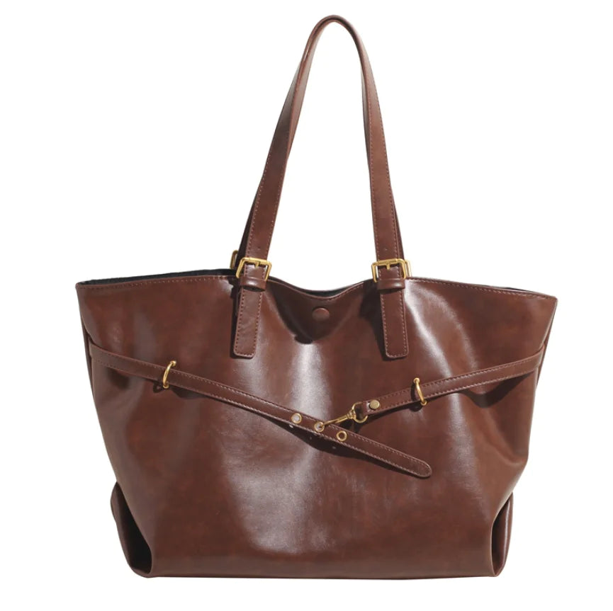 Retro Large Capacity PU Shoulder Bag