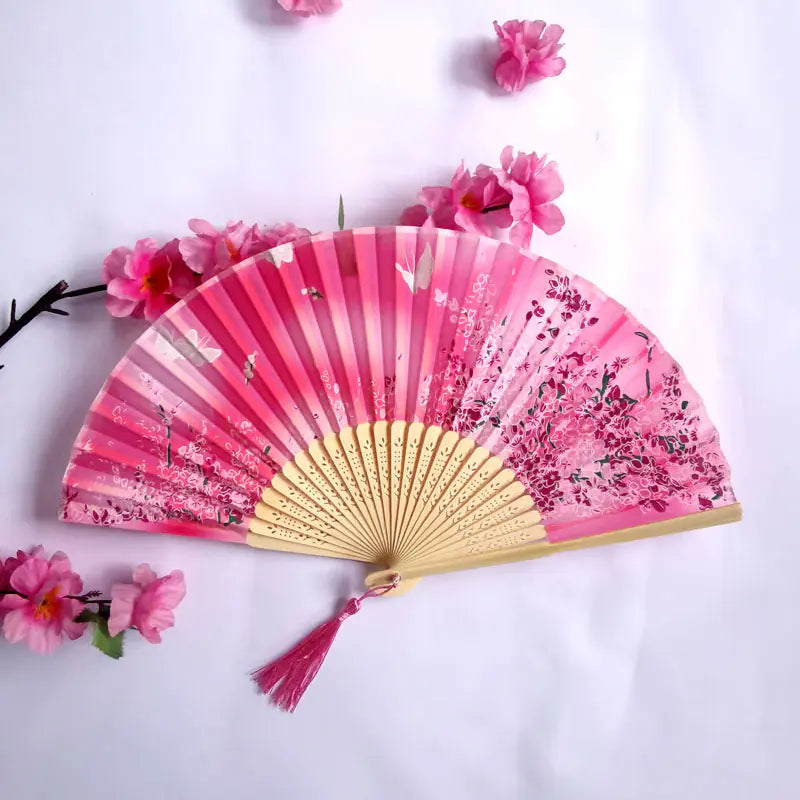 Traditional Chinese Women's Folding Bamboo Silk Fan