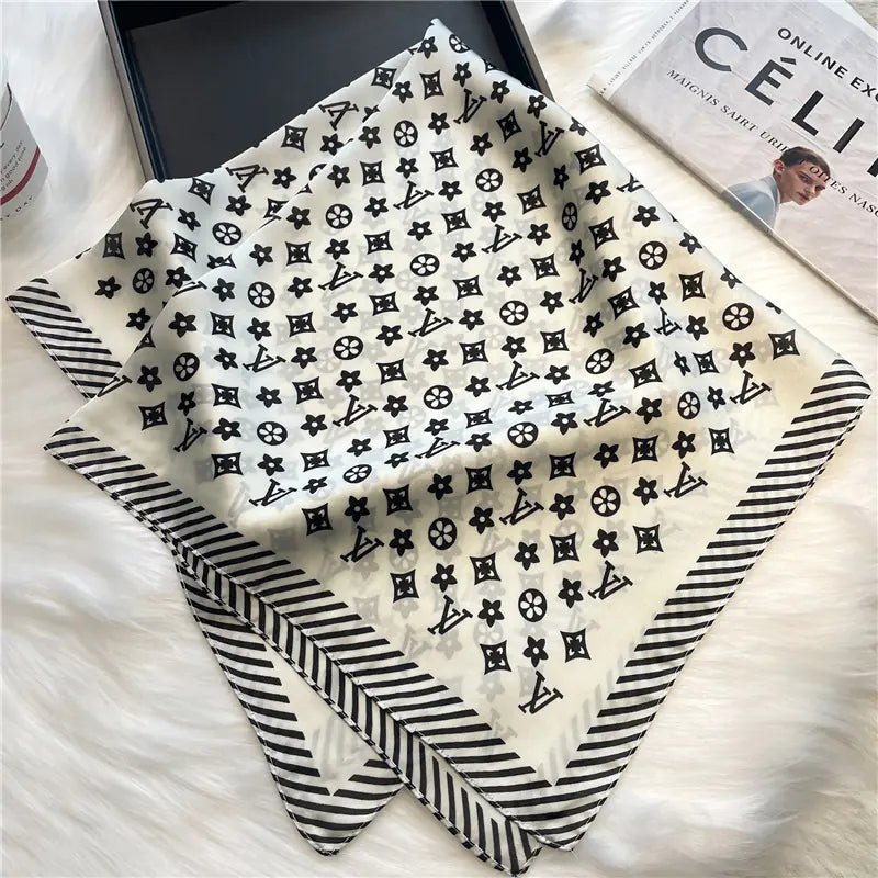 Luxury Floral Letter Scarf 70cm Silk for Professionals