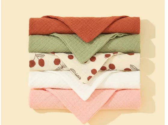 5-Pack Soft Cotton Triangle Baby Bibs with Snap Buttons