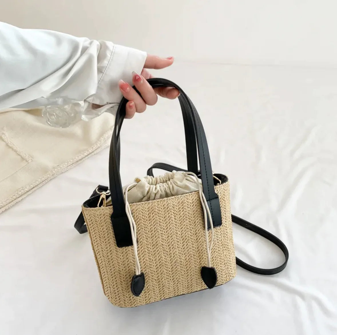 French Woven Straw Shoulder Bag