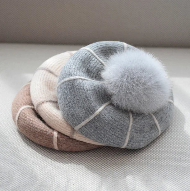 Pumpkin Wool Beret for Women in Autumn and Winter