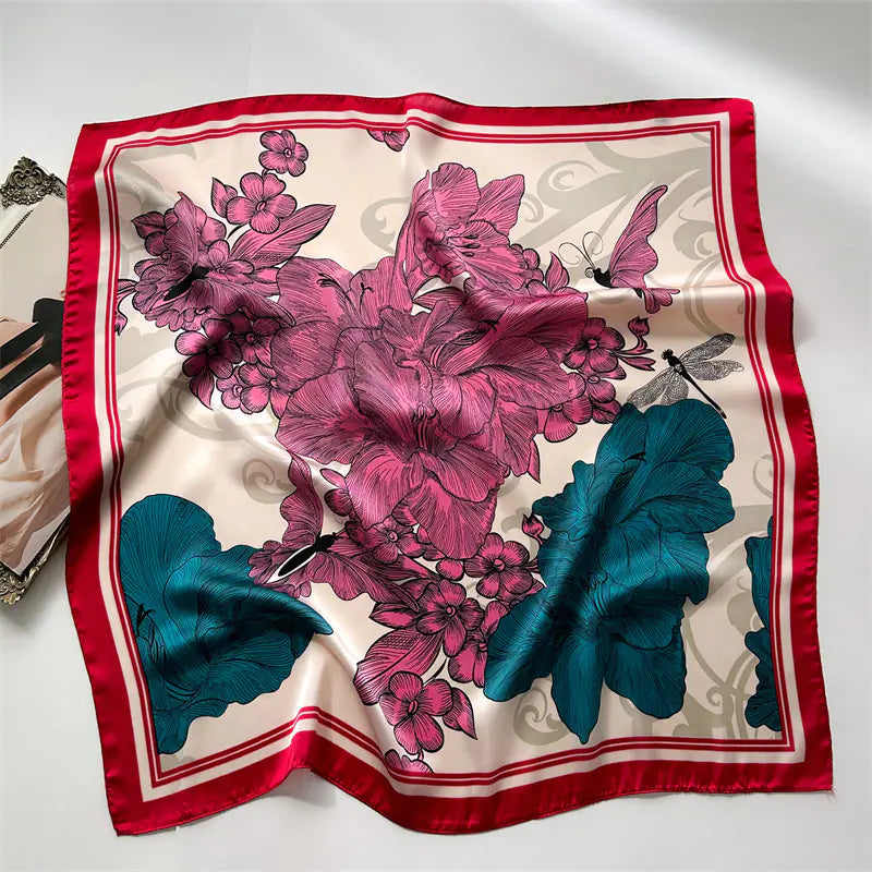 Luxury Floral Letter Scarf 70cm Silk for Professionals