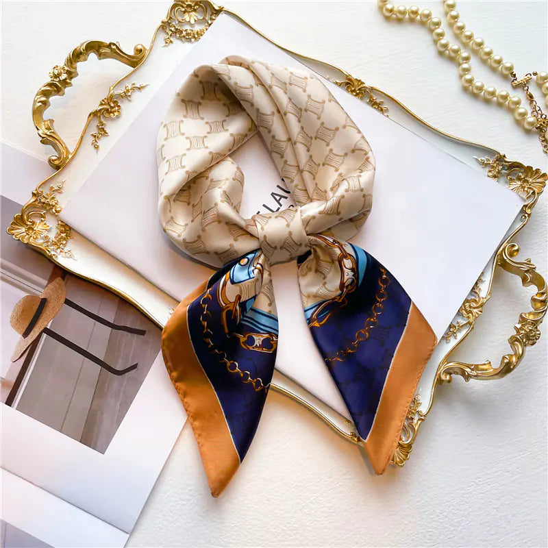 Luxury Floral Letter Scarf 70cm Silk for Professionals