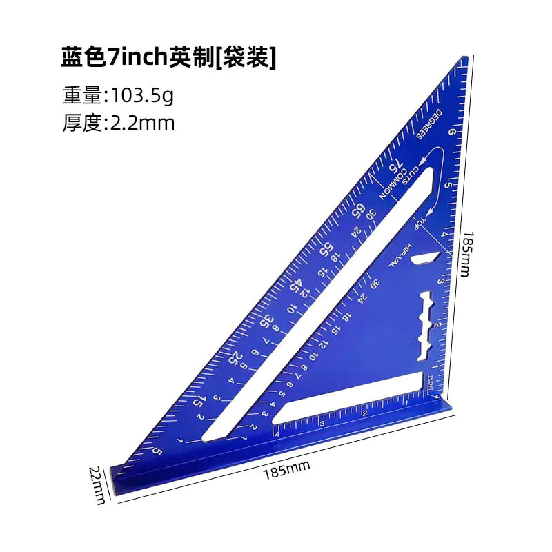 7-Inch Aluminum Metric Angle Ruler with Black Finish