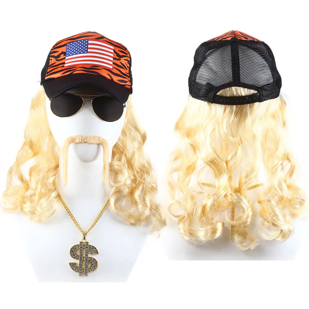 80s Punk Cosplay Tiger King Wig Hat for Men