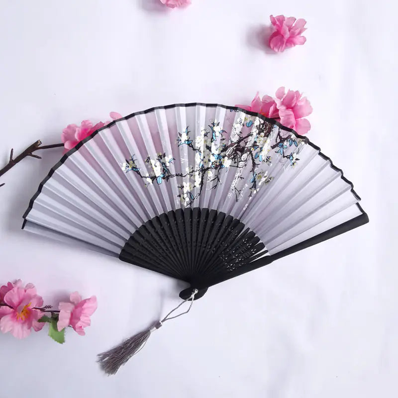 Traditional Chinese Women's Folding Bamboo Silk Fan