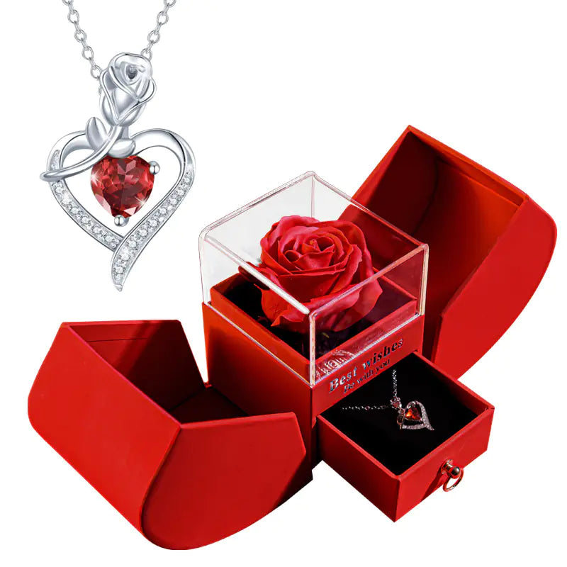 Amazon Preserved Flower Jewelry Box with Necklace