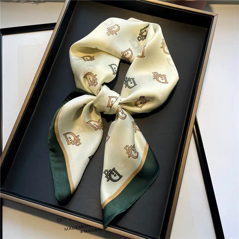 Luxury Floral Letter Scarf 70cm Silk for Professionals