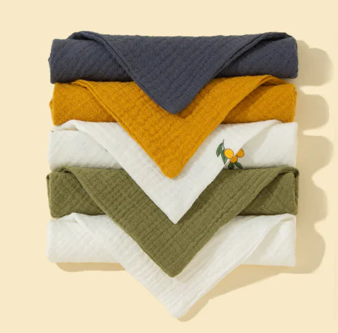 5-Pack Soft Cotton Triangle Baby Bibs with Snap Buttons