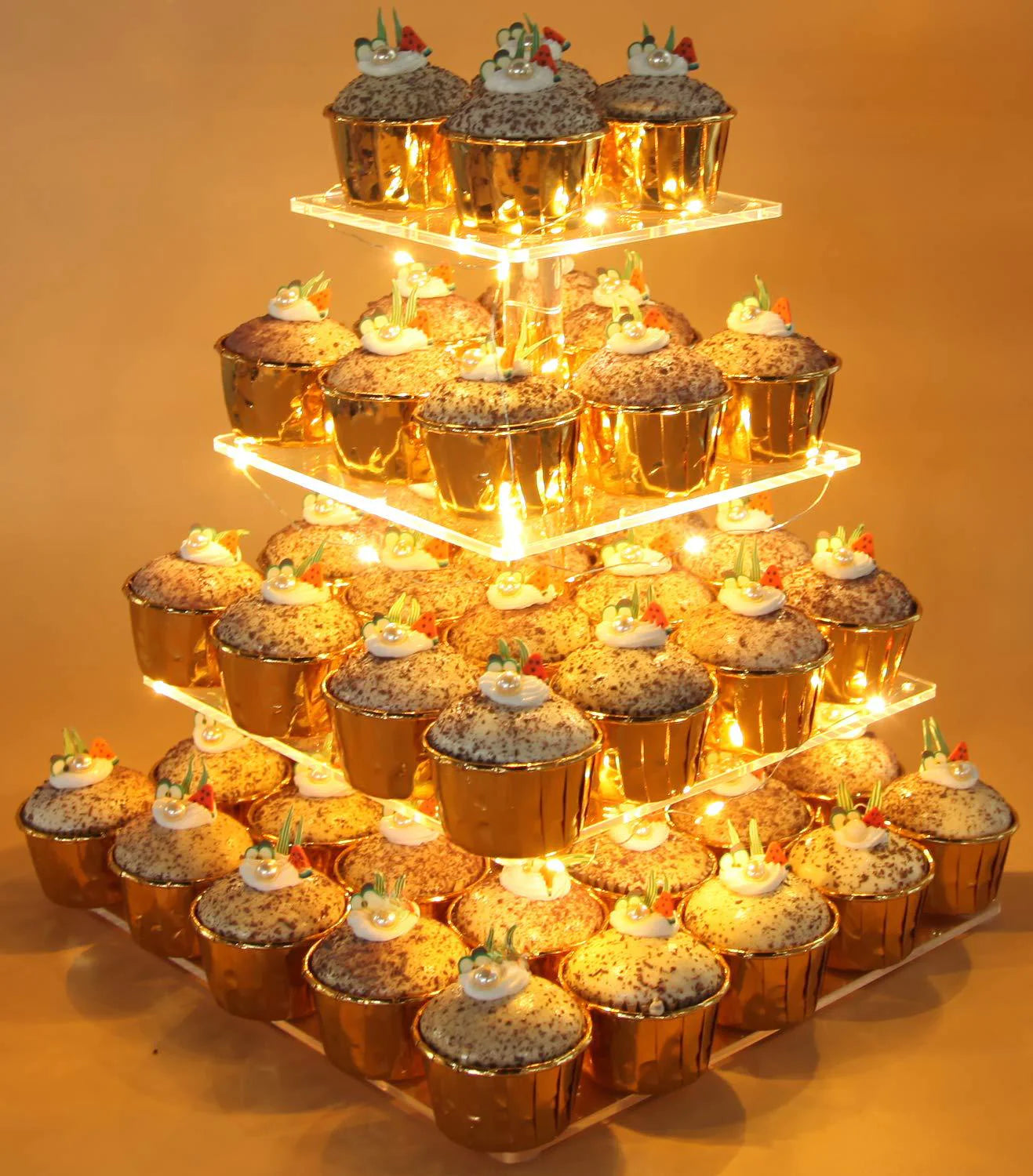 4-Tier Thick Acrylic LED Cake Stand for Weddings