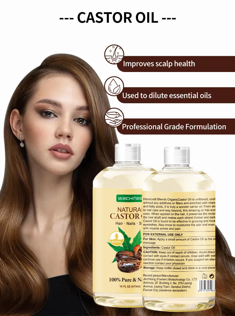 Hair Eyelash Eyebrow Castor Oil - 16 Oz / 473ml Cold Pressed