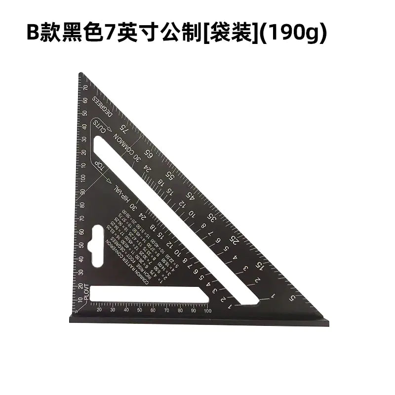7-Inch Aluminum Metric Angle Ruler with Black Finish
