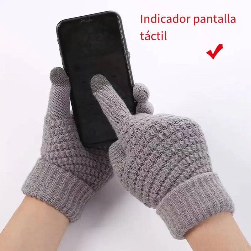 Velvet Touch Screen Knitted Gloves for Women