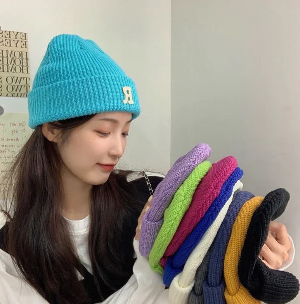 Casual Woolen Hat with Letter Design for Women