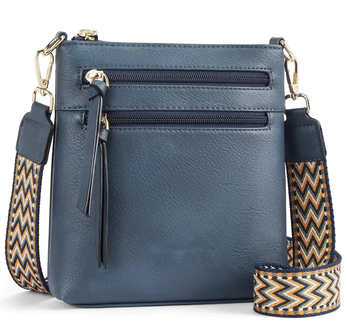 Multi-Zipper Vertical Shoulder Bag