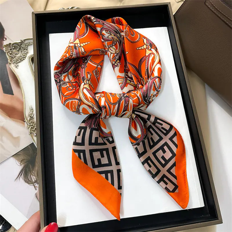 Luxury Floral Letter Scarf 70cm Silk for Professionals