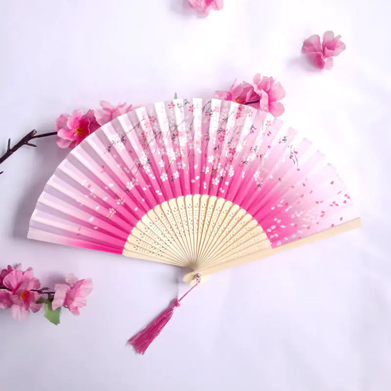 Traditional Chinese Women's Folding Bamboo Silk Fan