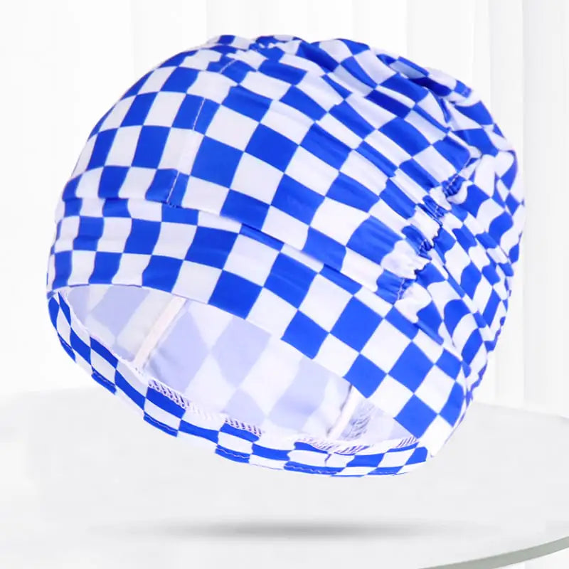 Pleated Swim Cap for Adults - Cute Print & Solid Color