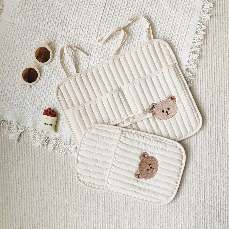 Baby Stroller Storage Bag with Bear Embroidery