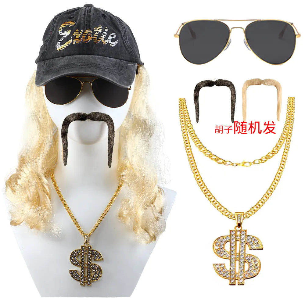 80s Punk Cosplay Tiger King Wig Hat for Men