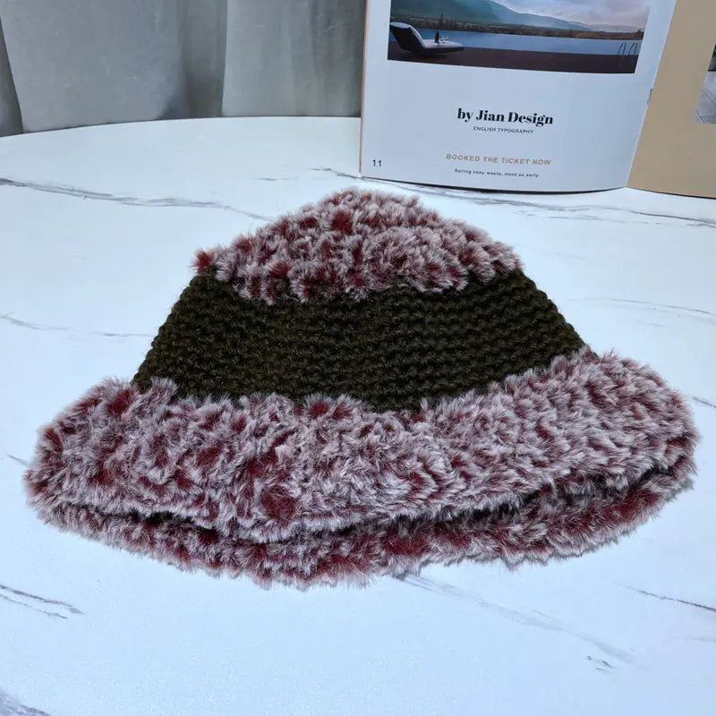 Korean Plush Fisherman Hat with Japanese Knitting Wool