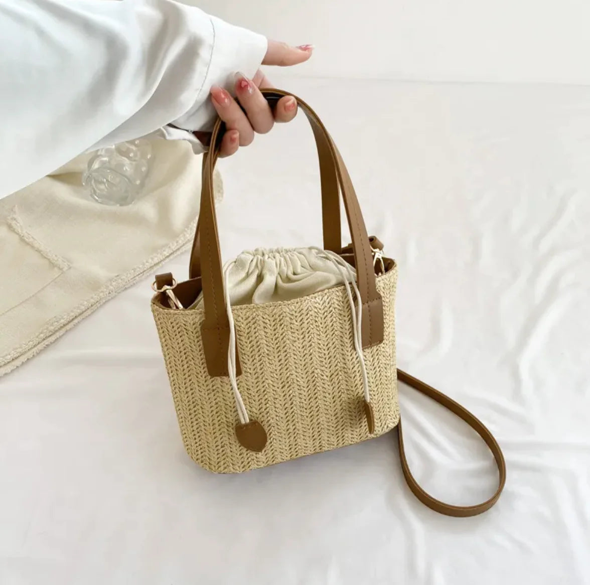 French Woven Straw Shoulder Bag