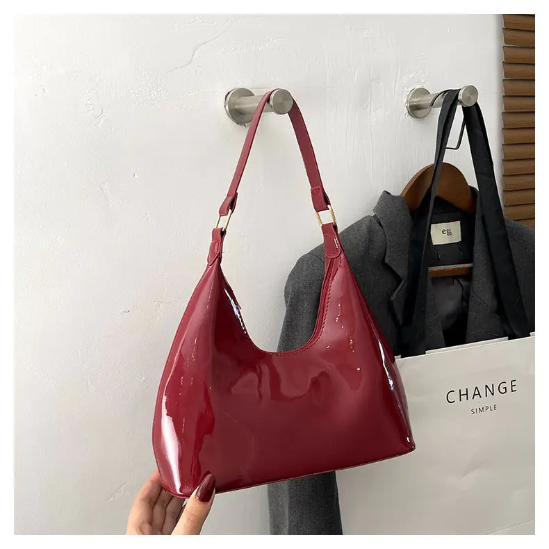 Casual Patent Leather Fashion Handbag