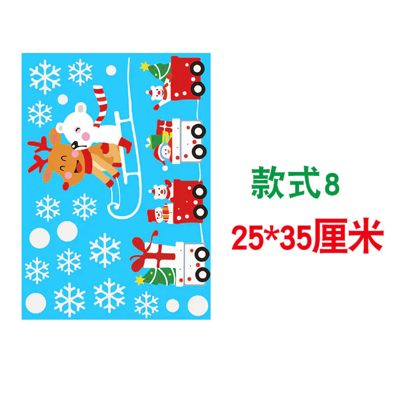 Christmas Static Window Stickers - Snowflakes & Santa Decor