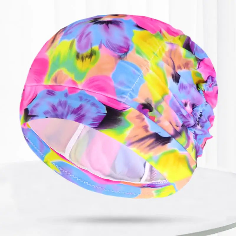 Pleated Swim Cap for Adults - Cute Print & Solid Color
