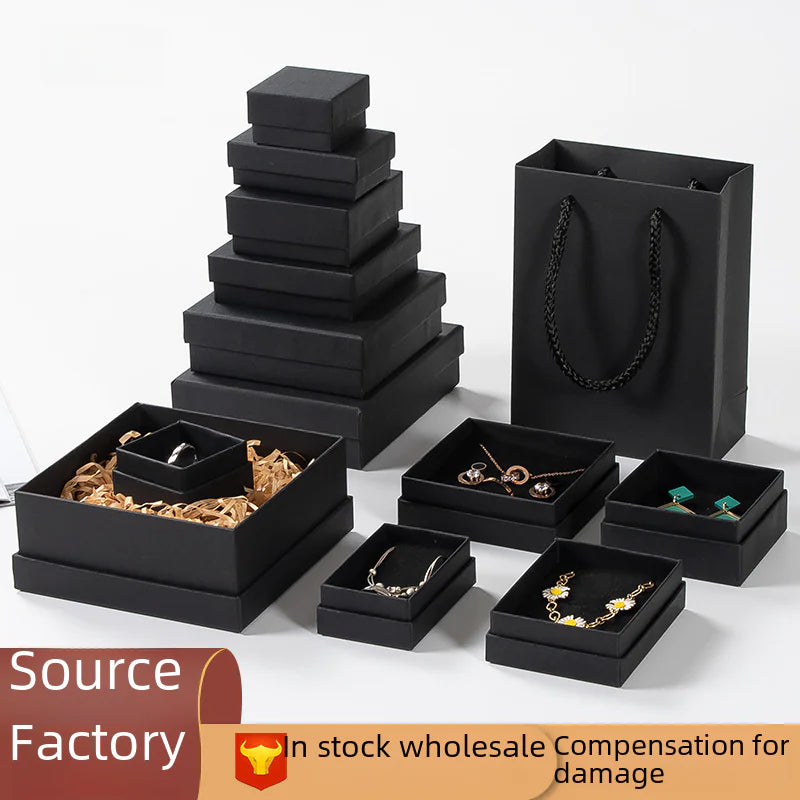 Black Leather Jewelry Gift Boxes for Rings, Necklaces, and More