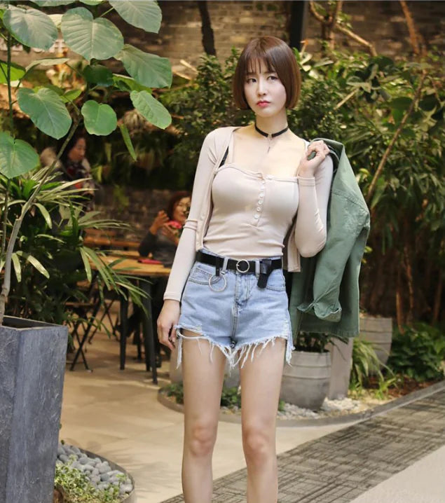 Women's Simple Round Buckle Belt for Jeans Decor