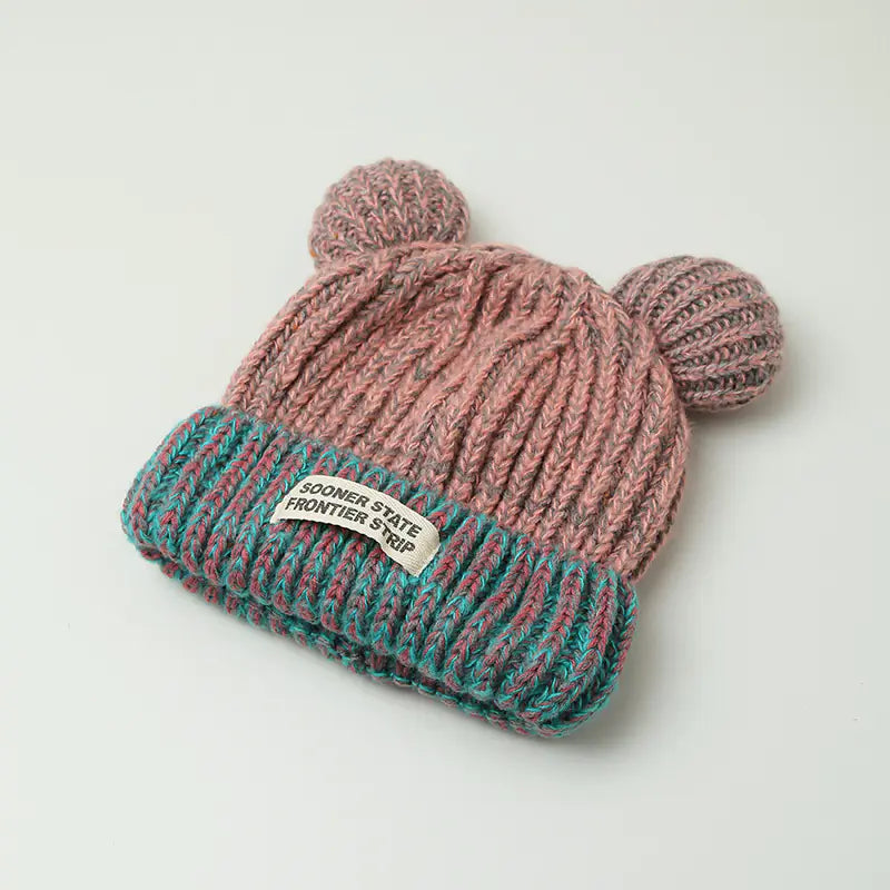 Women's Mixed Color Knitted Earmuffs Hat for Winter