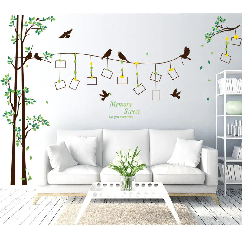 Bird Photo Tree Wall Decal for Living Room & Bedroom