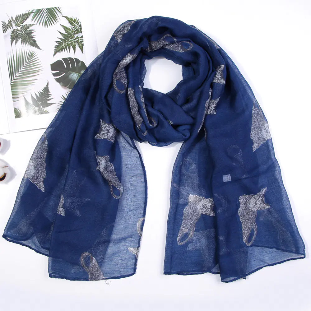 Bali Scarf with Persian Cat Print, Beach Sun Protection